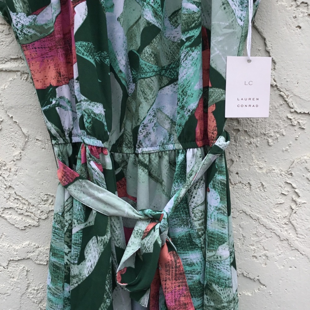LC By Lauren Conrad Tropical Green Dress Size Med - Picture 4 of 5
